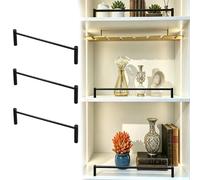 Shelf Rail Fence,3 Pack Adjustable Metal Guard Railing for Hanging Shelves, Anti-Fall Cabinet Safety Bar with 2 Spindles, 8-38 inch Customizable Solid Shelf Barrier (Black, 17in/43cm)