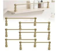 Shelf Rail Fence,Solid Brass Floating Shelf Guard Rails Set of 6, 17in Decorative Anti-Fall Railing Rods for Bookshelf, Kitchen Cabinets, Bathroom - 14-42 Inch Adjustable Length