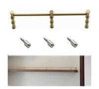 Shelf Rail Fence,Solid Brass Shelf Safety Rail 1-3ft | Rust-Proof Cabinet Lip with 3 Posts & Screws | Easy Install Light Coffee 26.8”/68cm for Secure Storage