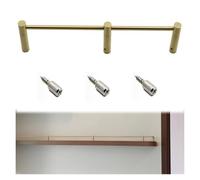 Shelf Rail Fence,Solid Brass Shelf Safety Rail 1-3ft, Rust-Proof Cabinet Shelf Lip with 3 Posts & Screws, Easy Install, Customizable Light Grey 26.8" (68cm) - Durable & Stylish.