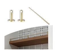 Shelf Rails for Shelves Drill-Free Detachable Cabinet Guard Rail, Solid Brass Anti-Tip Safety Bar Sets 12/16/20/26/28/31in for Closet/Shoe/Book Rack Storage(Type B,L 20in(50cm))