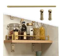 Shelf Safety Rail Gold 8-40 inch, Vintage Antique Brass Home Decorative Pole Rod, Guardrail Retaining Bar Stopper with Accessories(A,77cm/30.3")