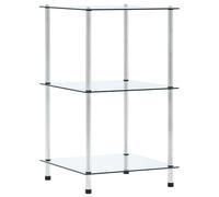 vidaXL 3-Tier Shelf Transparent Tempered Glass Kitchen Showcase Organiser Rack
