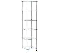 Shelf stainless steel frame 5 shelves tempered glass, glass rack standing shelf bathroom shelf kitchenette shelf, easy construction, living room, bedroom, office