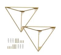 Shelf Support Brackets Gold, Heavy-Duty Floating Shelve Bracket, Metal Wall-Mounted Shelf Bracket, Triangular Fixed Shelving Brackets, 1 Set of 2,gold-25cm/9.8in