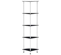 vidaXL 5-Tier Tempered Glass Shelf 30x30x130cm - Black Bookshelf (Code 249521)