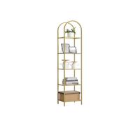 Shelf, Tempered Glass Shelving Unit, Arched Design, Metallic Gold + Transparent