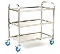 Shelf Trolley; 3 Shelf Trolley; Swivel Castors; Stainless Stee Silver