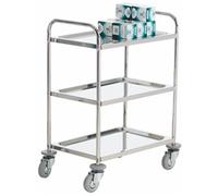 Shelf Trolley; 3 Shelf Trolley with Lip; Swivel Castors; Steel; Silver