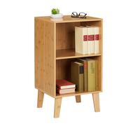Shelf unit Open Cupboard Narrow Bookcase 2 Shelves Height Adjustable Bamboo Feet