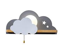 Shelf Wall Lamp, Bedroom Bedside Lamp, Cloud Chasing The Moon, Simple and Elegant Appearance, Soft Light Effect of Glass Mask, Warm and Romantic, White, Gray, Pink
