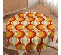 SHElifestyle Retro Geometric Pattern Tablecloth, Vintage 1970S Groovy Bauhaus Round Table Cover Mid Century Modern Wipeable Tablecloths for Kitchen Dinning Room 36"