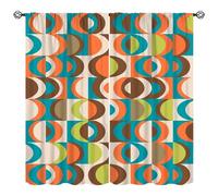 SHElifestyle Retro Mid Century Curtain, Colorful 50S 60S 70S Style Window Treatments for Bedroom Vintage Abstract Geometric Drapes for Kitchen Living Room W42xL45in
