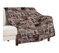 SHElifestyle Retro Rustic Style Flannel Blankets, Vintage Moose Deer Bear Leaf Tree Country Style Farmhouse Cottage Cabin Throw Bed Blanket for Sofa Chair Bed 30''x40''