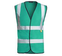 shelikes Hi Vis High Visibility Waistcoat Vest 2 Band and Brace Size Small to 4XL[GREEN, L (Chest 100-108cm)]
