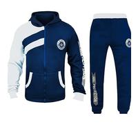 shelikes Kids Tracksuit Hooded Jacket and Bottom Jogging Suit Joggers Set for Girls Boys Indigo/White