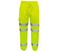 shelikes Men’s Hi Vis Viz Work Trousers Jogging Bottoms Reflective Joggers Sweat Pants Safety High Visibility Combat Trouser Workwear Jogger Yellow