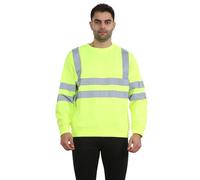 shelikes Mens Hi Vis Sweatshirt 2 Tone No Zip High Visibility Pull Over Top Security Workwear Crew Neck Jumper