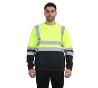shelikes Mens Hi Vis Sweatshirt 2 Tone No Zip High Visibility Pull Over Top Security Workwear Crew Neck Jumper