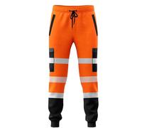 shelikes Mens Hi Vis Trousers High Viz Work Joggers Reflective Safety Workwear High Visibility Tracksuit Bottoms Construction Work Pants