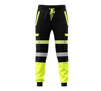 shelikes Mens Hi Vis Trousers High Viz Work Joggers Reflective Safety Workwear High Visibility Tracksuit Bottoms Construction Work Pants