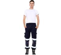 shelikes Mens Hi Vis Trousers High Viz Work Joggers Reflective Safety Workwear High Visibility Tracksuit Bottoms Construction Work Pants Navy
