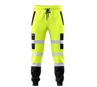 shelikes Mens Hi Vis Trousers High Viz Work Joggers Reflective Safety Workwear High Visibility Tracksuit Bottoms Construction Work Pants