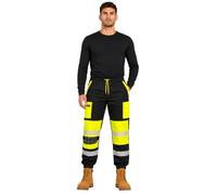 shelikes Mens Hi Vis Trousers High Viz Work Joggers Reflective Safety Workwear High Visibility Tracksuit Bottoms Construction Work Pants