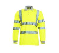 shelikes Mens Hi Vis Viz Polo Tshirt Top Long Sleeve Polos Shirt Workwear High Visibility Tee Shirt