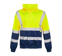 shelikes Mens Long Sleeve Quarter Zip Hi Vis Fleece 2 Two Tone Sweatshirt Jumper Top [Yellow 2 Tone - XL]