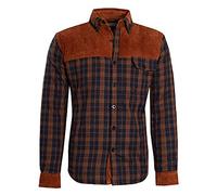 shelikes Mens Shirts Fleece Lumber Jacket Check Cord Quilted Padded Thermal Button Up Shirt