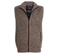shelikes Mens Winter Sweater Vest Top Zip Up Knitted Knitwear Bonded Fur Line Sleeveless Gilet Warm Vest Coat (Brown M)