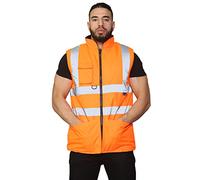 shelikes Safety Vests High Visibility Waistcoat Body Warmer Gilet Sleeveless Reversible Waistcoat Orange