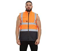 shelikes Safety Vests High Visibility Waistcoat Body Warmer Gilet Sleeveless Reversible Waistcoat Orange/Navy