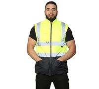 shelikes Safety Vests High Visibility Waistcoat Body Warmer Gilet Sleeveless Reversible Waistcoat Yellow/Navy