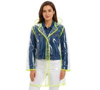 shelikes Women’s Raincoat Transparent Waterproof Rain Mac Jacket Clear Lightweight Raincoats with Hood & Pockets for Camping Outdoor Events & Travel Yellow