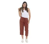 shelikes Womens Capri Trousers Ladies Three-Quarter Soft 3/4 Cropped Pants UK Ladies Stretch Pull-On Trousers Elasticated Waist Summer Shorts (Rust, 20)