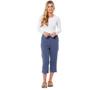 shelikes Womens Capri Trousers Ladies Three-Quarter Soft 3/4 Cropped Pants Uk Ladies Stretch Pull-On Trousers Elasticated Waist Plus Size Summer Shorts (Denim, 10)