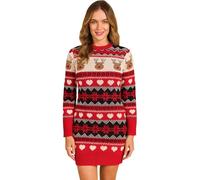 shelikes Womens Christmas Jumper Dress Knitted Long Sleeve Elf Tunic Top Sweater Ugly Sweatshirt Elfie Mini Dresses | Xmas Jumpers | Ladies Tunics | Novelty Knitwear Red