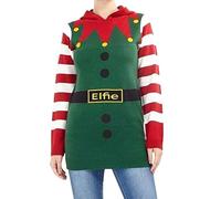shelikes Womens Christmas Jumper Dress Knitted Long Sleeve Elf Tunic Top Sweater Ugly Sweatshirt Elfie Mini Dresses | Xmas Jumpers | Ladies Tunics | Novelty Knitwear