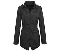 shelikes Womens Hooded Mac Light Showerproof Rain Jacket Black_10