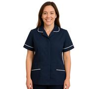 shelikes Womens Hospital Uniform Ladies Healthcare Zip Fastening Collared Nurse Tunic Top Medical Uniform Salon Vet Healthcare Maid Dress
