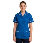 shelikes Womens Hospital Uniform Ladies Healthcare Zip Fastening Collared Nurse Tunic Top Medical Uniform Salon Vet Healthcare Maid Dress