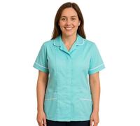 shelikes Womens Hospital Uniform Ladies Healthcare Zip Fastening Collared Nurse Tunic Top Medical Uniform Salon Vet Healthcare Maid Dress