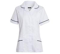 shelikes Womens Hospital Uniform Ladies Healthcare Zip Fastening Collared Nurse Tunic Top Medical Uniform Salon Vet Healthcare Maid Dress