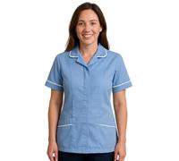 shelikes Womens Hospital Uniform Ladies Healthcare Zip Fastening Collared Nurse Tunic Top Medical Uniform Salon Vet Healthcare Maid Dress