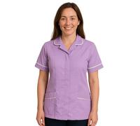 shelikes Womens Hospital Uniform Ladies Healthcare Zip Fastening Collared Nurse Tunic Top Medical Uniform Salon Vet Healthcare Maid Dress