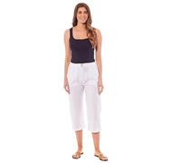 shelikes Womens Ladies 3/4 Length Trousers Linen Pants Cropped Casual Trouser with Pockets