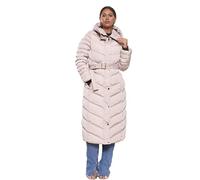 shelikes Womens Ladies Puffer Coat Quilted Winter Warm Long Jackets Belted Faux Fur Hooded Parka Coats