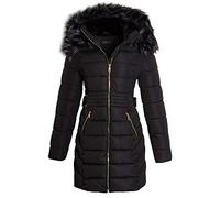 shelikes Women's Long Padded Coat Winter Warm Quilted Jacket Hooded Parka Coats With Removable Faux Fur Hood For Ladies